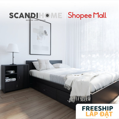 RAMUS, Giường ngủ 3 hộc tủ kéo BED_102, 203x70cm, Giường ngủ gỗ Scandi Home