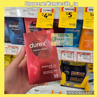(Date 07/2029-Size 56mm-Che Tên) Bao Cao Su Durex Úc hộp 30 cái