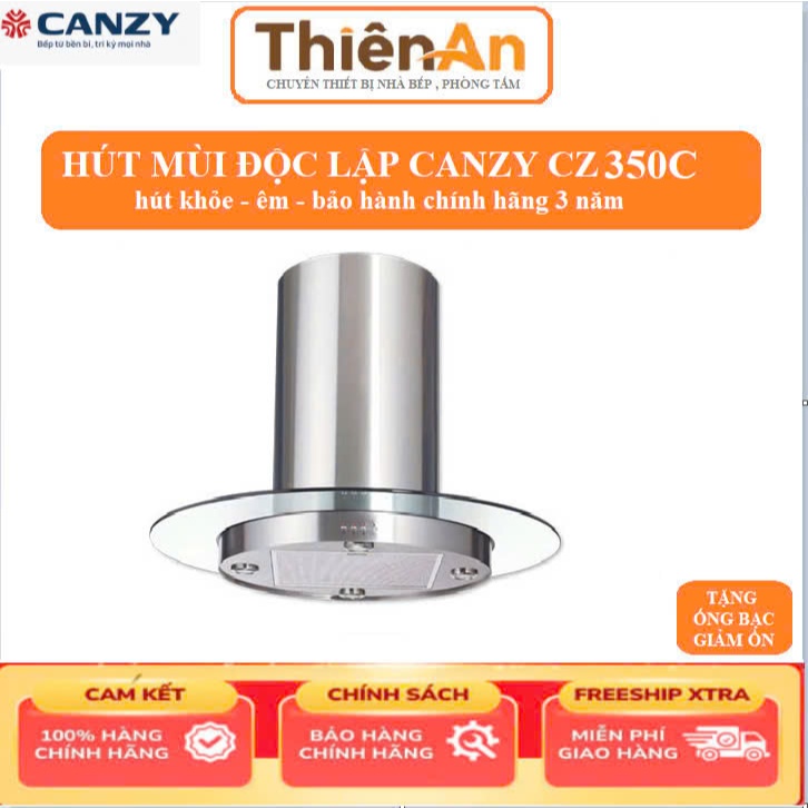 Máy hút mùi Canzy CZ 350C độc lập 90 cm, sức hút 1400 m³/h và 3 mức hút thật dễ kiểm soát với điều khiển cơ tiện dụng