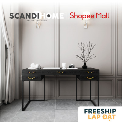 WILLI, Bàn làm việc, bàn học 5 ngăn kéo DEK_089, 140x60x75cm, bàn gỗ Scandi Home
