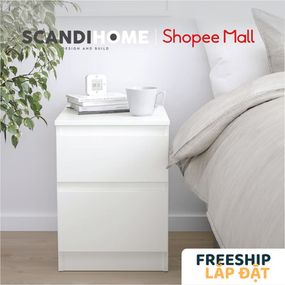 MOLTENI, Tủ đầu giường 2 ngăn kéo DRA_001, 40x48x56cm, kệ đầu giường Scandi Home