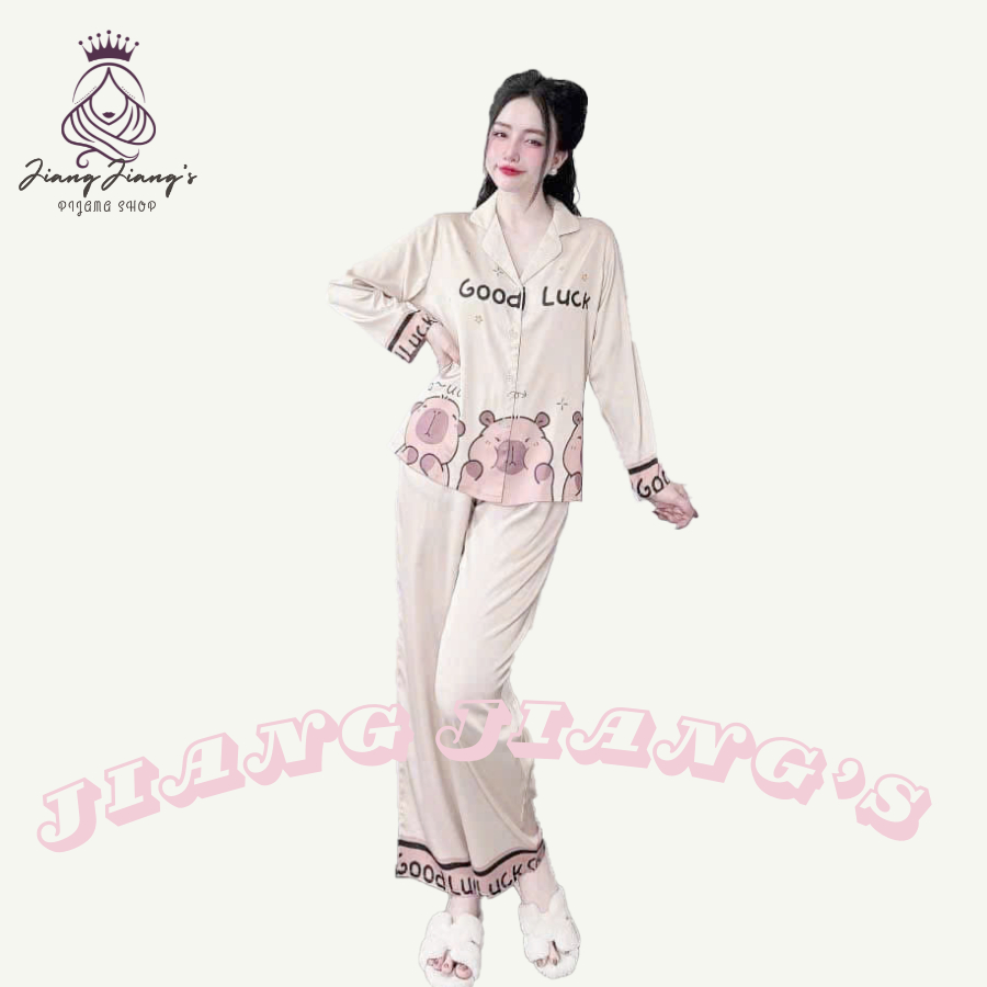 Bộ Pijama Lụa Latin Cao Cấp Sang Chảnh Jiang Jiang’s Chất Lụa Latin Hàng Loại 1 Siêu Mềm Mát L3