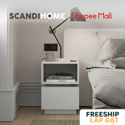 NEVA, Tủ đầu giường DRA_255, 40x75x56cm, kệ đầu giường Scandi Home