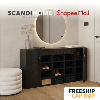 ESTELLE, Tủ, kệ giày SHO_053, 150x32x75cm, sản xuất bởi Scandi Home