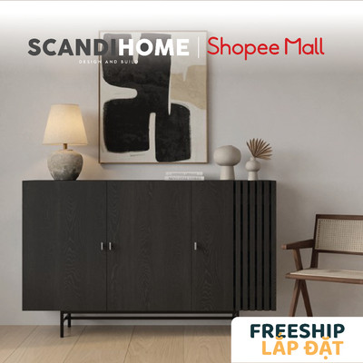 RAMUS, Tủ lưu trữ đồ dùng đa năng 3 cánh mở STO_113, 160x40x100cm, tủ gỗ Scandi Home