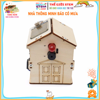   Smart Home  Nhà Thông Minh Cảm Biến Báo Mưa. Bộ lắp ráp gỗ mô hình sản phẩm stem đồ chơi khoa học công nghệ stemsanpi 