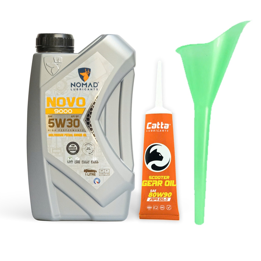 Combo Nhớt Xe Tay Ga Tổng Hợp Toàn Phần NOMAD 5W30 1L+ Nhớt Hộp Số Tay Ga (láp)+ Tặng Phễu Thay Nhớt