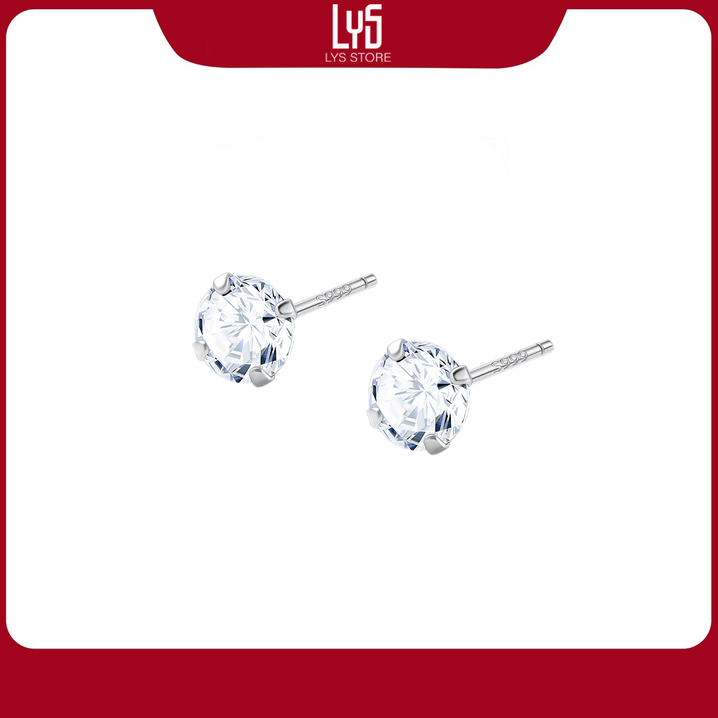Khuyên tai bạc nữ nụ đính đá 3025SV 4mm (1 đôi) - Khuyên tai đầy đủ phụ kiện PAN