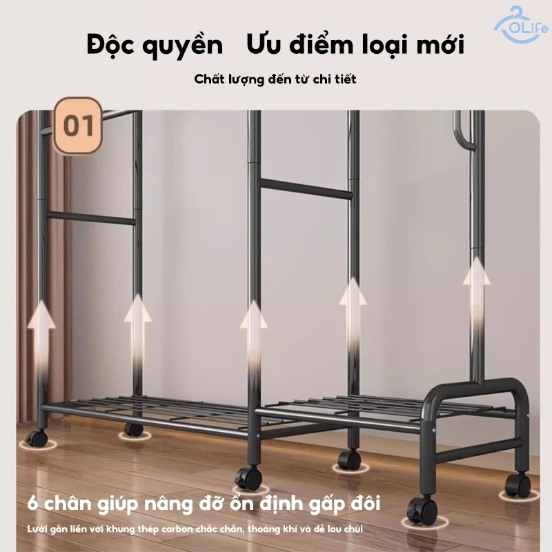 OLife Giá treo quần áo chất lượng cao Kệ treo quần áo Chống gỉ Sào treo quần áo Di chuyển dễ dàng | BigBuy360 - bigbuy360.vn