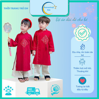  Áo Dài Cách Tân Cho Bé Trai- Bé Gái Thêu Siêu Xinh Mặc Tết Đi Chơi  Chỉ vừa bé dưới 1m2  AD1 
