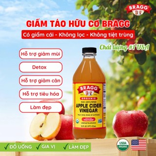 Giấm Táo Hữu Cơ Bragg 946ml - Hàng Mỹ - Date 2029 [Tặng muối hồng + Cốc Đong]