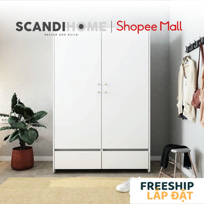 EMMA, Tủ quần áo 2 cánh mở WAR_066, 120x55x180cm, tủ đựng quần áo Scandi Home