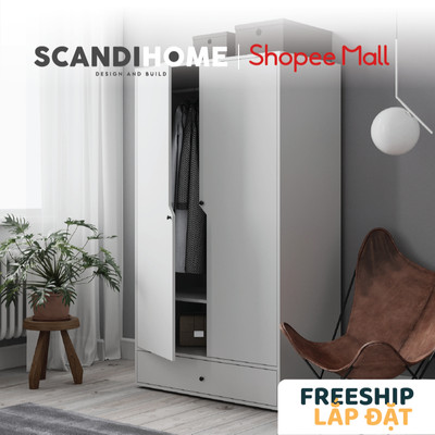 KARA, Tủ quần áo lưu trữ đồ dùng WAR_074, 100x59x180cm, tủ đựng quần áo Scandi Home