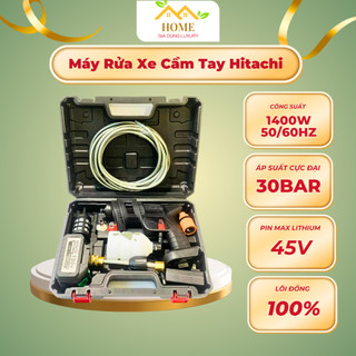  Máy Rửa Xe Cầm Tay Hitachi Cao Áp Chạy Bằng PIN Sạc Súng Rửa Xe Dùng Cho Gia Đình Có Phun Xương Tạo Bọt CAO CẤP -LUXURY 