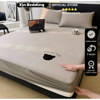  Chiếu điều hoà chiếu băng lụa lạnh Cold Elastic bọc chun thêu Gấu Teddy cao cấp siêu mát lạnh 1m6 1m8 2m2 Xịn Bedding 