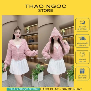  Áo khoác len nón nữ dây khoá kéo line lượn sóng hàng QC!  có sẵn hình thật  THẢO NGỌC STORE 