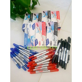 Hộp 10 cây Bút lông dầu, dạ kim Thiên Long PM-04 - 2 đầu bút linh hoạt