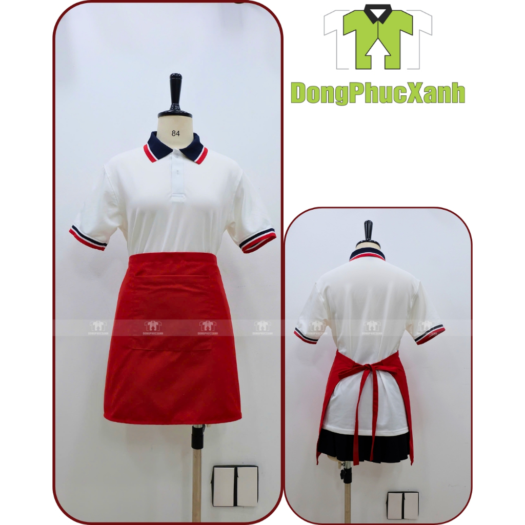 Tạp Dề Phục Vụ Màu Đỏ Chất ĐẸP - Làm đồng phục