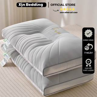 Ruột gối băng lụa lạnh kháng khuẩn thiết kế công thái học, gối Massage nâng đỡ cổ vai gáy êm ái Xịn Bedding
