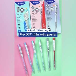 Combo 5/10/20 Bút bi Thiên Long Pro 027 TL-105 - Bút bi 3 màu mực, thân bút pastel thời trang