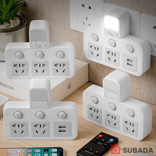 Ổ cắm chia điện đa năng thông minh SuBaDa 2500W chân 2 chấu cổng Usb 5V2A có đèn ngủ và công tắc nguồn riêng từng ổ OD21