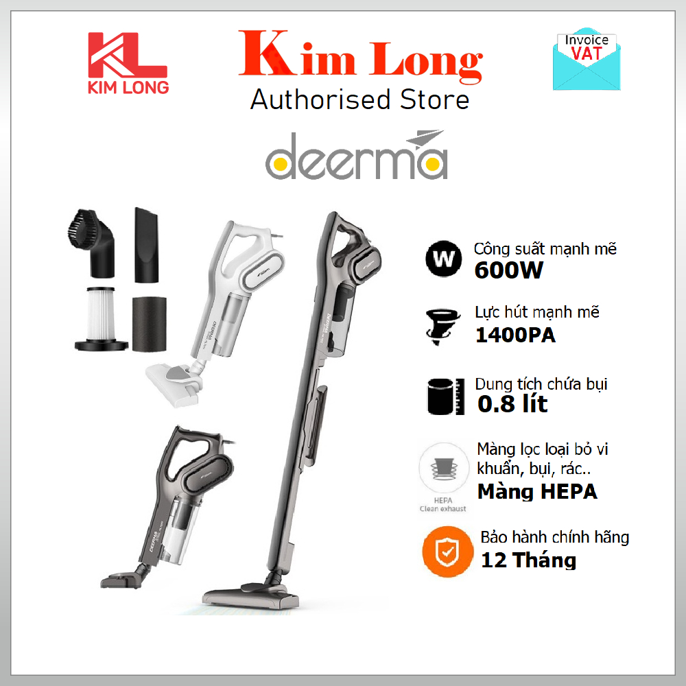 Máy hút bụi cầm tay Deerma DX700/ DX700S Lực hút 15000Pa - 600Wats, Công nghệ lốc xoáy Pro Cyclone