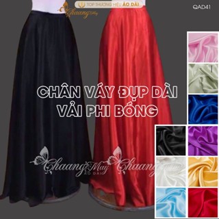 Chân váy đầm đụp mặc áo dài cách tân nữ truyền thống may sẵn vải phi bóng thay quần xòe rộng dự tiệc lế tết đẹp QAD41