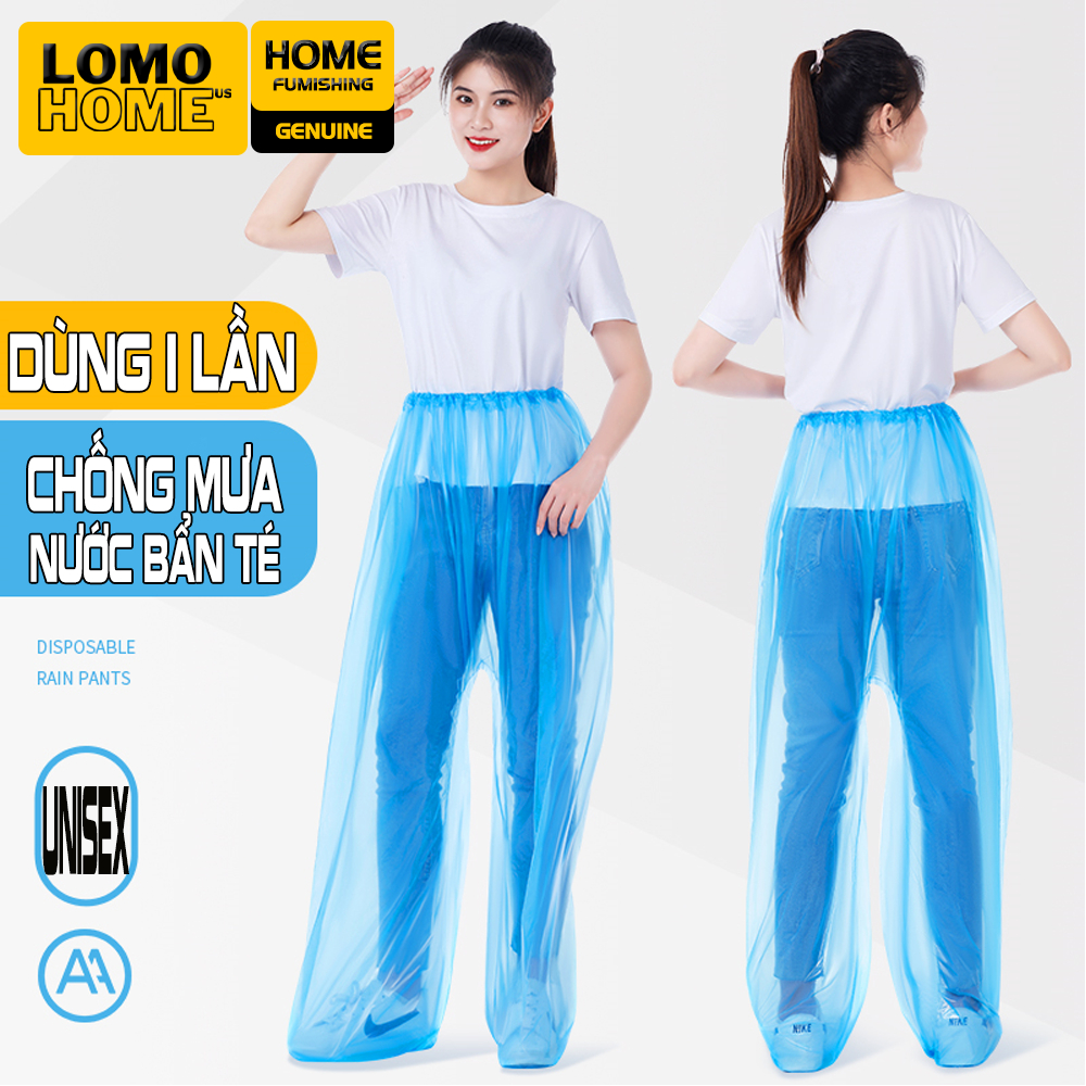  Bộ 10 Quần đi mưa dùng 1 lần LOMO dành cho cả nam và nữ thiết kế trùm chân chống mưa nước bẩn té 
