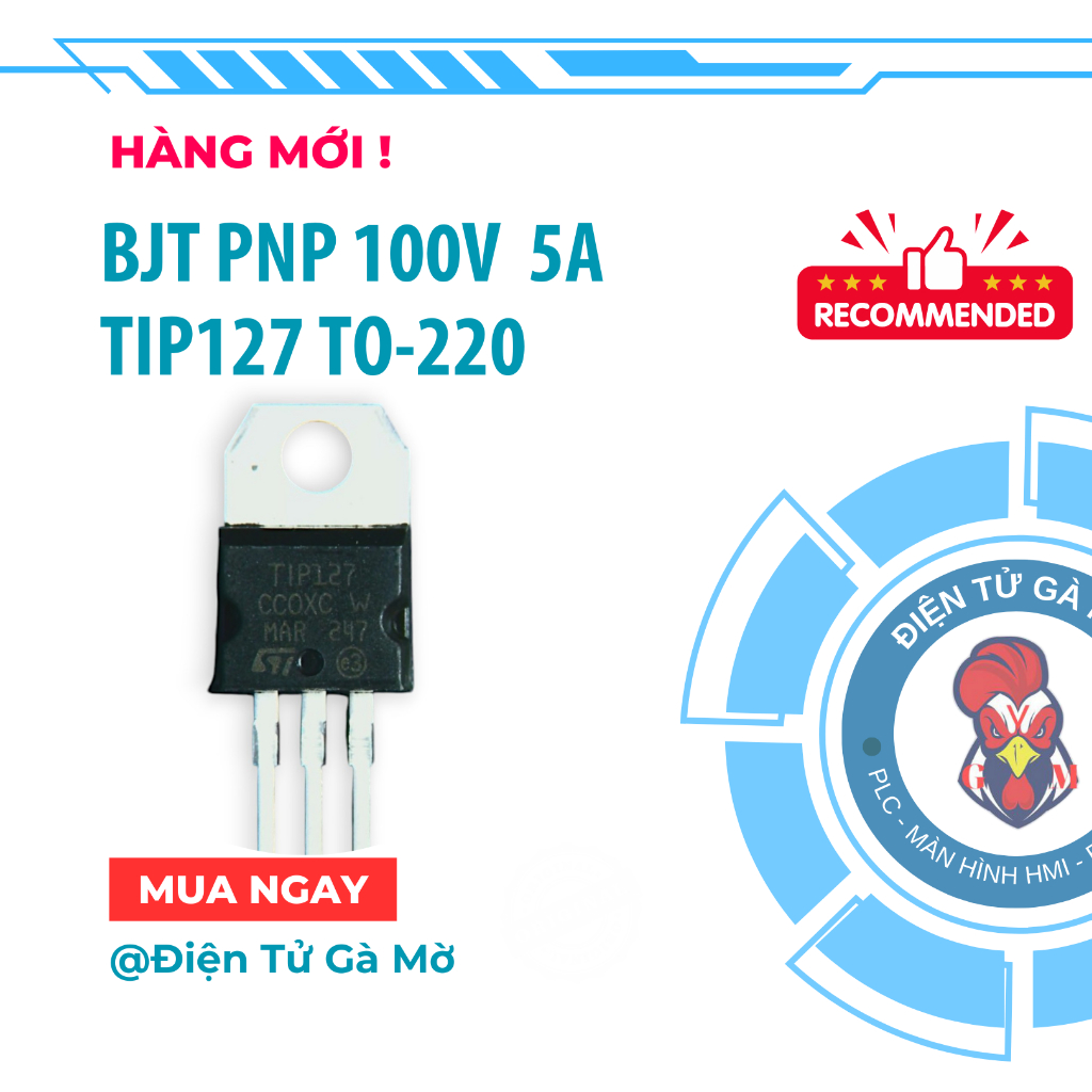 [1 CON] Transistor BJT PNP Darlington TIP127 100V, 5A TO-220 Mới Nhập Khẩu