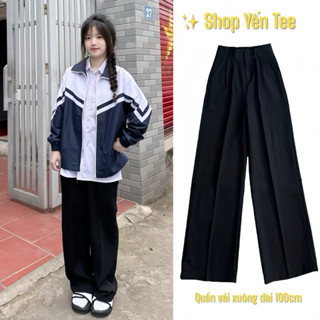 ( Dài 100cm ) Quần vải ống suông 1 cúc ,cạp cao thiết kế xếp ly Yến Tee Shop mặc che khuyết điểm nữ