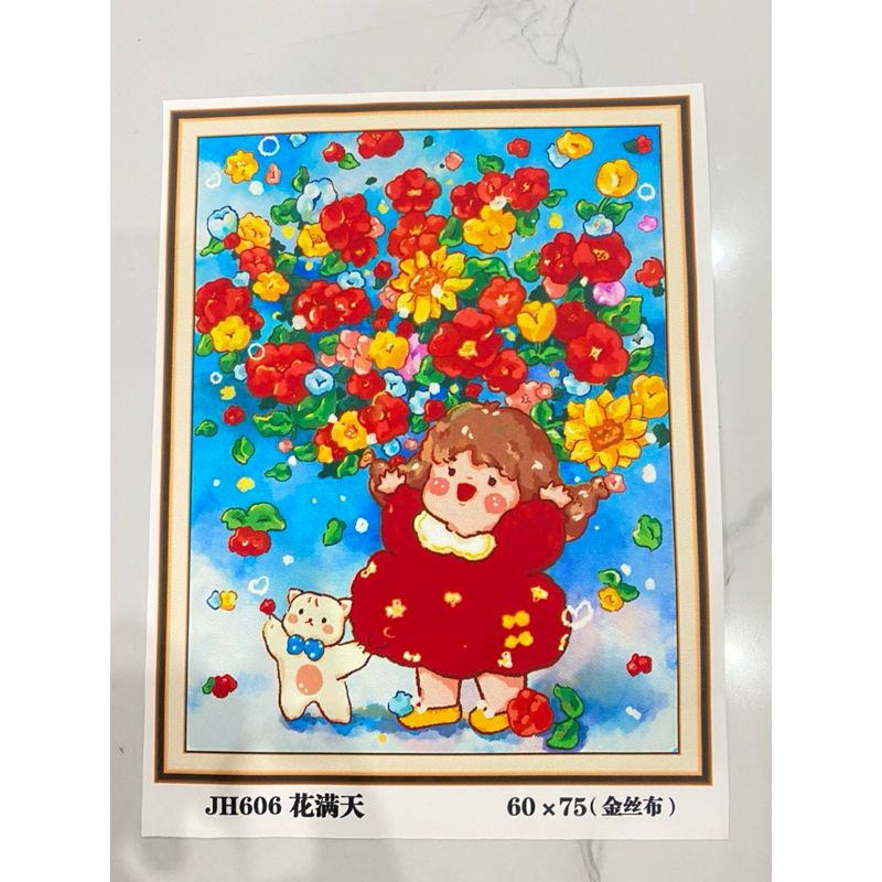 Tranh thêu chữ thập 9ct 60x75cm vải kim tuyến