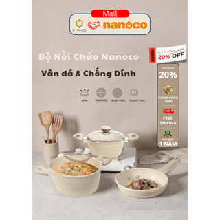  Bộ 2 nồi + 1 chảo siêu chống dính Nanoco  sử dụng được cho bếp từ  