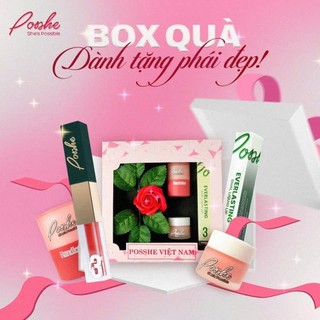  Set Quà Son Kem 2 Đầu Posshe Siêu Lì Kèm Hoa - Tặng Ủ Dưỡng Hồng Môi Posshe Và Kem Dưỡng Tay Posshe 