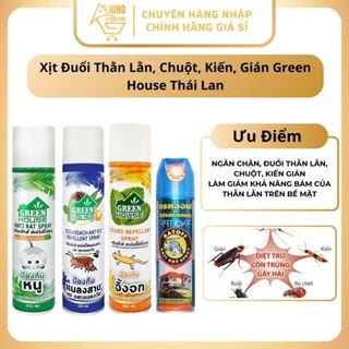 Xịt Đuổi Thằn Lằn, Chuột, Gián, Ruồi, Kiến Bọ Sát Diệt Côn Trùng Green House Thái Lan - Hinohouse