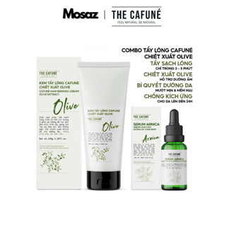 Combo Kem Tẩy Lông Olive và Serum Ức Chế Mọc Lông Arnica Cafuné triệt lông cho vùng kín, bikini, chân, tay, nách 100ml