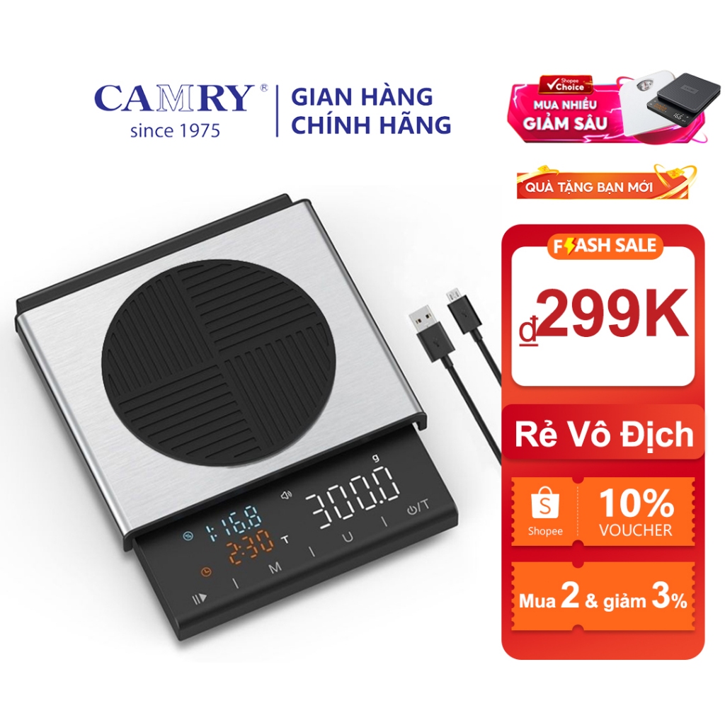Cân cà phê nhỏ giọt 3kg / 0,1g Camry Cân điện tử nhà bếp Cân tiểu ly điện tử nhà bếp cân nhỏ gọn, ch