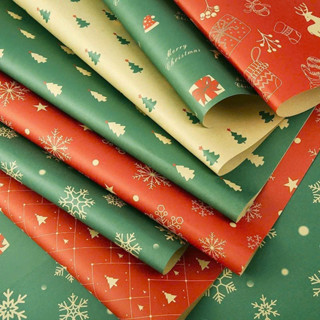  🎄Giấy bọc quà Kraft Vintage gói quà Giáng Sinh - Giấy bọc quà hoa màu nâu Hàn Quốc nhám xi măng khổ lớn 🎄 
