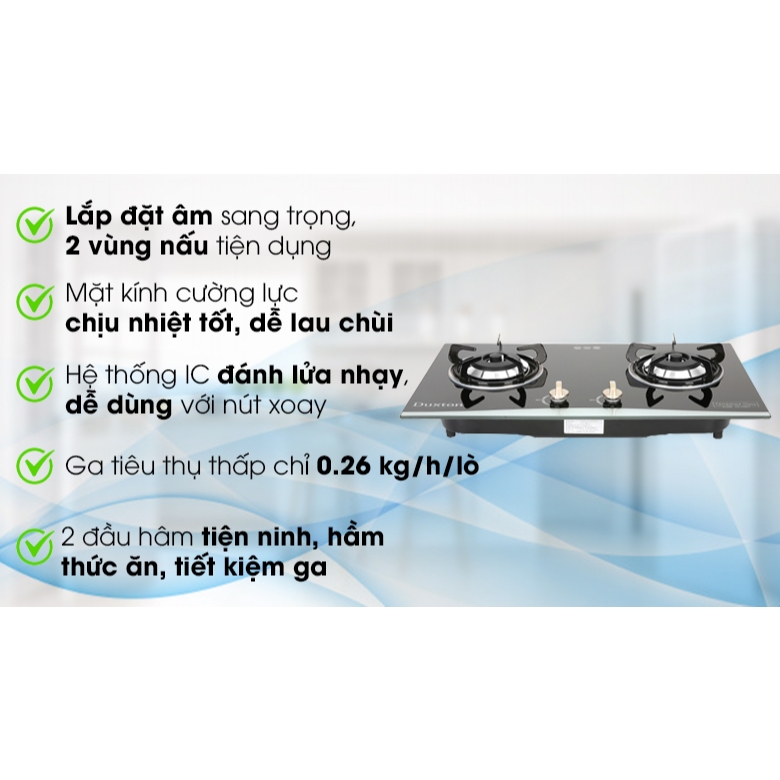 Bếp ga âm Duxton DG-2BGV, Đánh lửa IC bằng pin nhanh, nhẹ