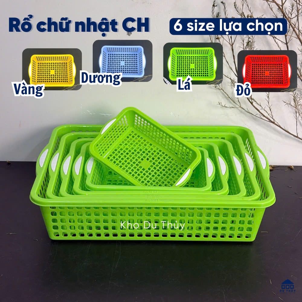 Rổ nhựa chữ nhật nhiều màu dùng đựng văn phòng phẩm, giấy A4, A5, A6 đựng dụng cụ học tập trường học