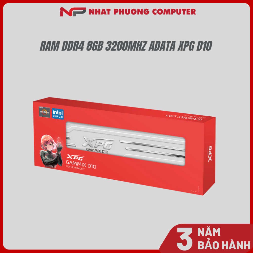 Ram DDR4 8GB 3200Mhz ADATA XPG D10