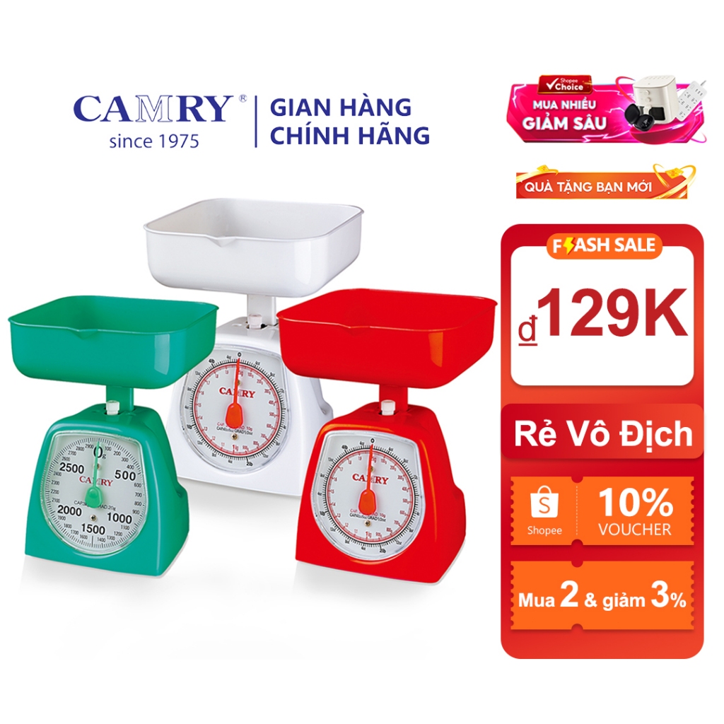 Camry Cân đồng hồ nhựa 5kg/3kg/2kg/1kg Cảm biến chính xác cao