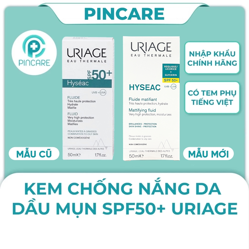Kem chống nắng cho da dầu mụn Uriage Hyseac Fluide SPF50 50ml - Hàng chính hãng - PINCARE Health & Beauty