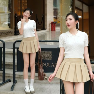 [KOL] Áo len polo dáng ngắn croptop cộc tay vặn thừng trơn basic cổ đức cài cúc nhẹ nhàng PL14 DELIZ