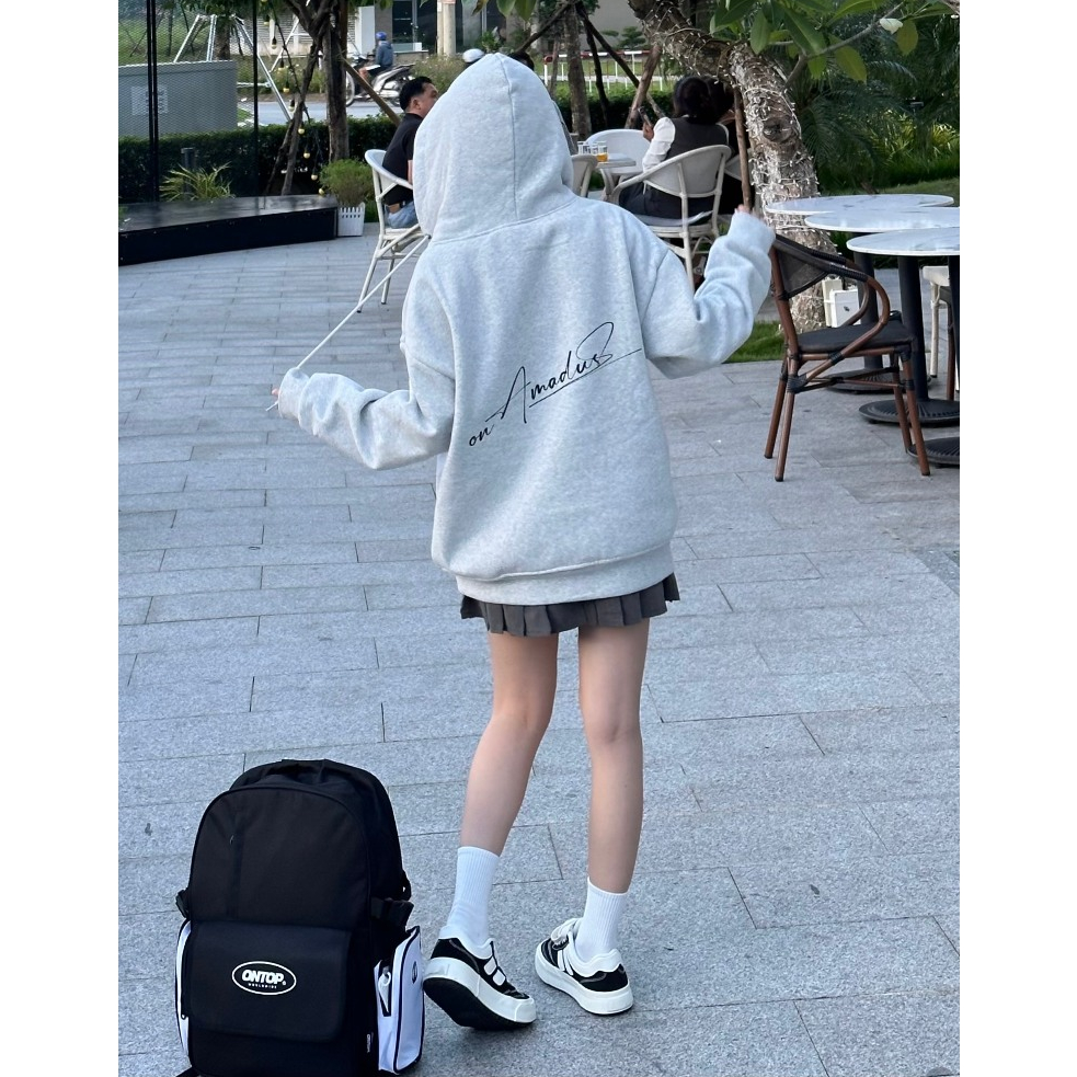 HOODIE ZIP in chữ kí AMADUS NỈ BÔNG & NỈ 2 DA Form Unisex Nam Nữ Kéo Khóa - AD11 | BigBuy360 - bigbuy360.vn