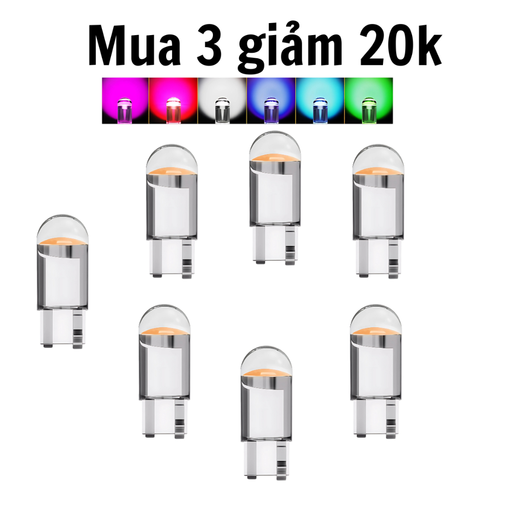 [VG275] Combo 7 Led T10  Đèn Led T10 Lắp Mặt Đồng Hồ, Demi, Xi Nhan Xe Máy, Ô Tô Đủ 7 Màu