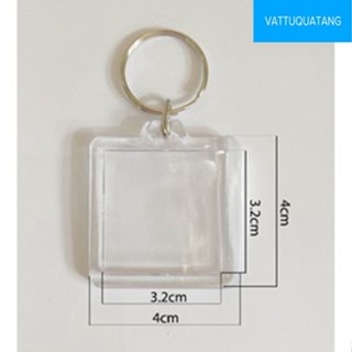 [HCM] Combo 100 cái phôi móc khóa mica vuông, móc khóa nhựa 2 mặt trơn, chưa in