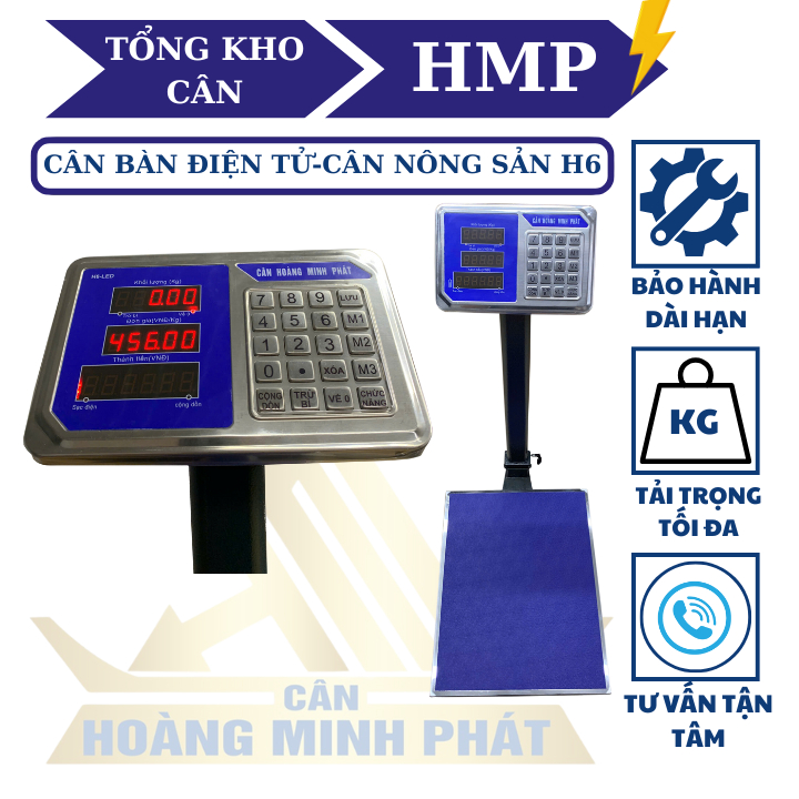 Cân bàn điện tử H6 300kg 200kg 150kg 100kg 60kg - Cân hàng hóa, nông sản. Pin sạc. Mâm cân INOX