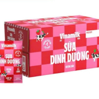 1 Thùng 48 Bịch Sữa Tươi Tiệt Trùng Vinamilk Dâu 220ml/Bịch
