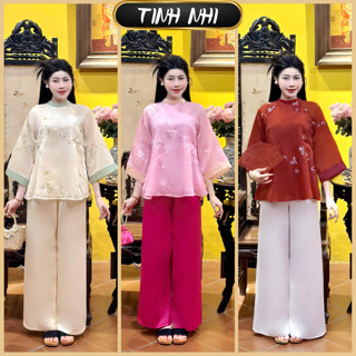  Đồ lam cho nữ thêu hoa TINH NHI thanh lịch và duyên dáng PP290 