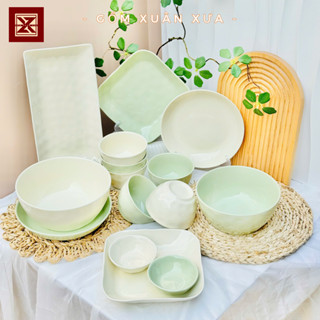Bộ bát đĩa sứ Kem Bơ cao cấp Thương Hiệu Gốm Xuân Xưa, Bộ chén dĩa sứ, Bát đĩa đẹp, bát ăn cơm, chén sứu